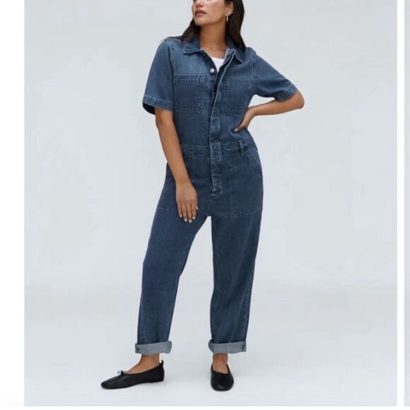 Everlane The Short Sleeve Denim Coverall - Picture 1 of 14